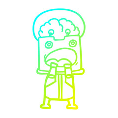 cold gradient line drawing cartoon robot