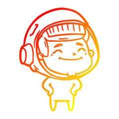 warm gradient line drawing happy cartoon astronaut