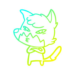 cold gradient line drawing clever cartoon fox
