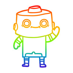 rainbow gradient line drawing cartoon robot