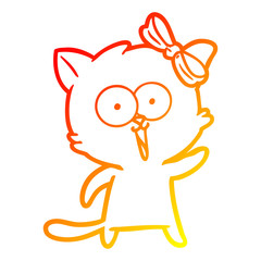 Obraz premium warm gradient line drawing cartoon cat