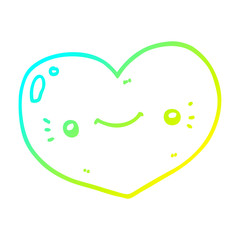 cold gradient line drawing heart cartoon character