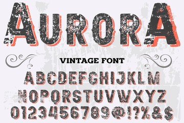  Retro Typography. Striped Typeface. Vector Illustration.