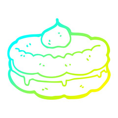 cold gradient line drawing cartoon biscuit