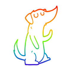 rainbow gradient line drawing cartoon dog