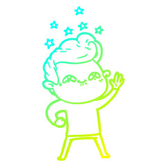 cold gradient line drawing cartoon excited man