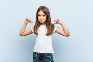 Cute girl feels proud and self confident, example to follow.