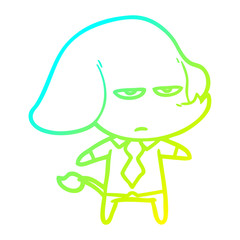 cold gradient line drawing annoyed cartoon elephant
