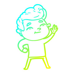 cold gradient line drawing happy cartoon man