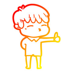 warm gradient line drawing cartoon curious boy