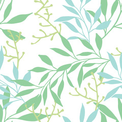 Naklejka na ściany i meble Beautifull tropical leaves branch seamless pattern design