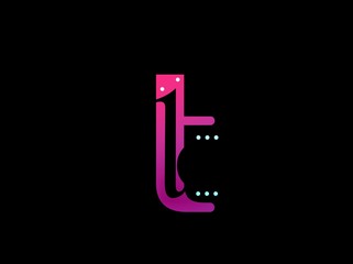 T logo on a black background