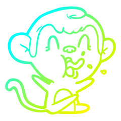 Fototapeta premium cold gradient line drawing crazy cartoon monkey