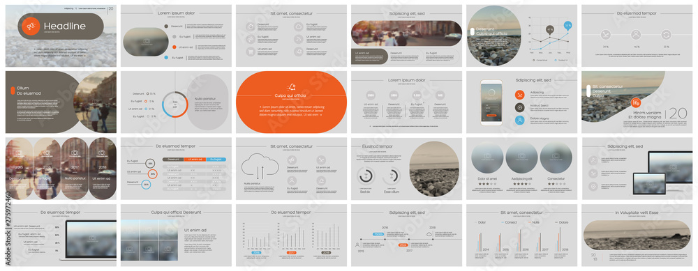 Canvas Prints presentation template, orange minimalist infographic elements on white background. vector slide temp