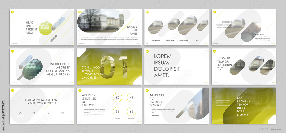 Canvas Prints presentation template, yellow minimalist infographic elements on white background. vector slide temp
