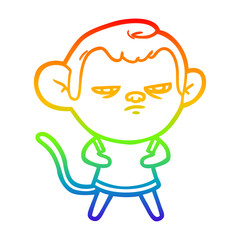 Fototapeta premium rainbow gradient line drawing cartoon monkey