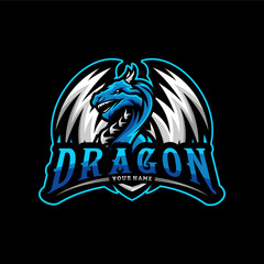 Dragon eSports Logo Design Vector. Dragon Mascot Gaming Logo Concepts.