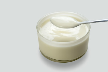 Yogurt scoop isolated on white background with clipping path.