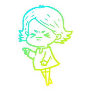 recommend clip art: cold gradient line drawing cartoon angry woman