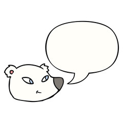 cartoon polar bear face and speech bubble