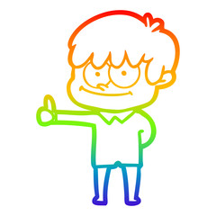 rainbow gradient line drawing happy cartoon man