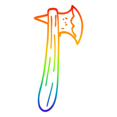 rainbow gradient line drawing cartoon axe