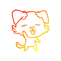 warm gradient line drawing cartoon dog sticking out tongue