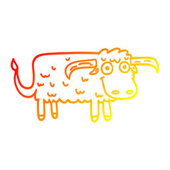 warm gradient line drawing cartoon hairy cow