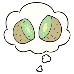 cartoon kiwi and thought bubble