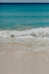 ocean landscape. sand beach and water of blue ocean