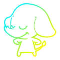 cold gradient line drawing cartoon smiling elephant