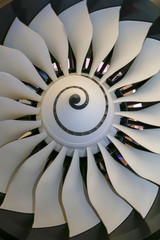 Detail of turbine of airplane.turbine of modern airplane.