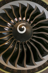 Detail of turbine of airplane.Turbine of airplaneturbine of modren airpalneturbine of modern airplanet.