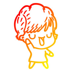 warm gradient line drawing cartoon woman talking