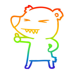 rainbow gradient line drawing cartoon bear giving thumbs up