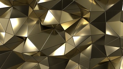 3d render image gold geometric triangle background