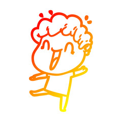 warm gradient line drawing cartoon happy man