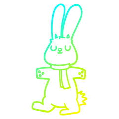 cold gradient line drawing cartoon rabbit