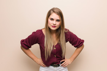 Young russian woman scolding someone very angry