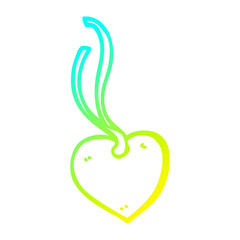 cold gradient line drawing cartoon heart shaped gift tag