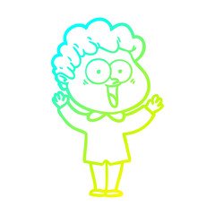 cold gradient line drawing cartoon happy man