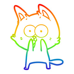 rainbow gradient line drawing funny cartoon cat