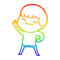rainbow gradient line drawing cartoon smiling boy