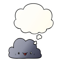 cute cartoon cloud and thought bubble in smooth gradient style