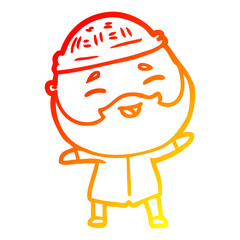 warm gradient line drawing cartoon happy bearded man