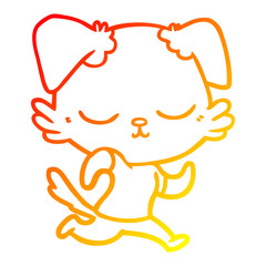 warm gradient line drawing cute cartoon dog running