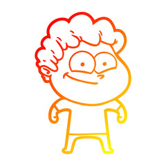 warm gradient line drawing cartoon happy man