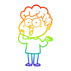 rainbow gradient line drawing cartoon happy man