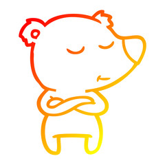 warm gradient line drawing happy cartoon bear