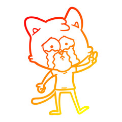 warm gradient line drawing cartoon cat